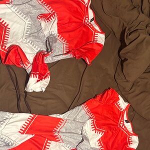 SHEIN Red and White Geometric Jumpsuit